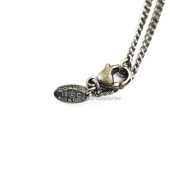 CHANEL Silver Crystal Heart CC Coco Pendant - Picture 3 of 8